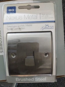 BG TELEPHONE SOCKET 1 GANG BRUSHED STEEL SLAVE SCREW CONNECTION NBSBTM1 NEW - Picture 1 of 2