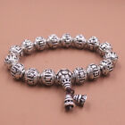 Pure 925 Sterling Silver Men Women Vintage Silver 11mm Beads Link Bracelet