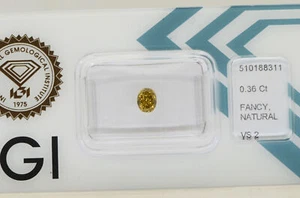 Diamante taglio ovale marrone giallastro vero sciolto 0,36 carati certificato IGI - Foto 1 di 6