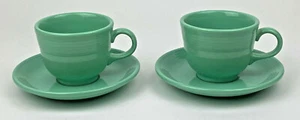 Fiestaware HOMER LAUGHLIN Tea Cups & Saucers MINT Green RETRO AWESOME!!! - Picture 1 of 4