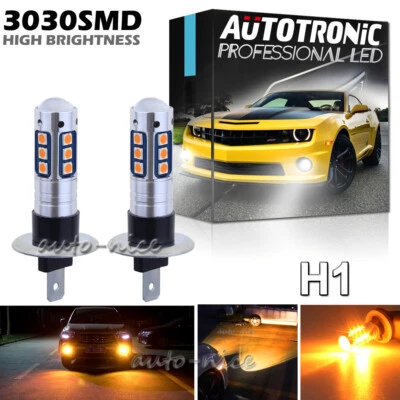 2Pcs H1 3030SMD LED Fog Light Bulb Car Driving Lamp DRL 3000K Amber High Power - Image 1 of 4