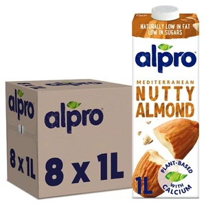 8 x 1L Alpro Mediterranean Nutty Almond Drink Gluten Free Plant-Based - Picture 1 of 9