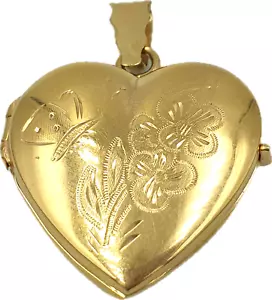 CIONDOLO PORTAFOTO A FORMA DI CUORE IN ORO GIALLO MASSICCIO 18K VINTAGE ANNI '60 - Foto 1 di 10