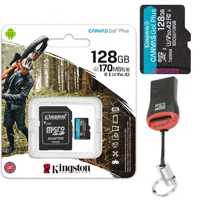 4K Kingston Canvas Go Plus 128 GB Micro SD Speicherkarte Drohne Action Kamera - Bild 1 von 4