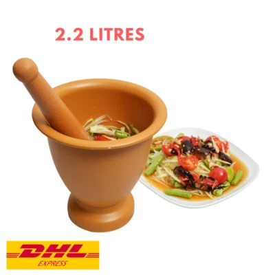 Plastic Mortar & Pestle Thai Grinder Food Grade Lightweigth Som Tam 2.2 litres - Image 1 of 4