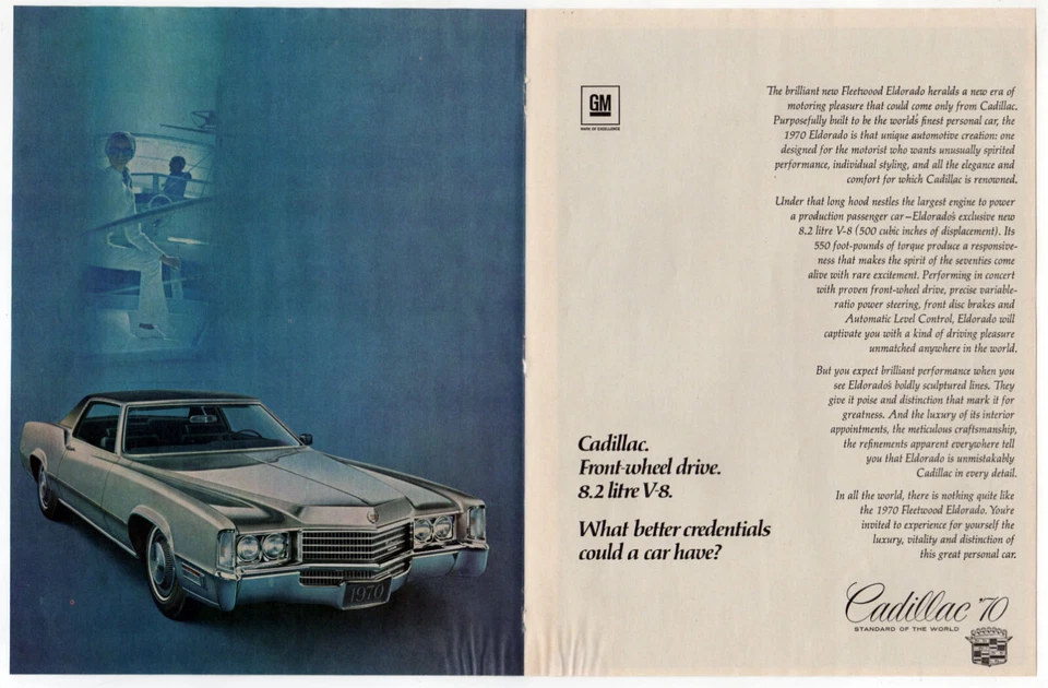 Cadillac Eldorado 1970 vintage original impresión central anuncio | foto de coche plateado Foto 1 de 1