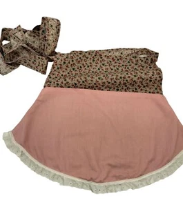 Vintage Farmhouse Half Apron Pocket Handmade Pink floral French Maid - Picture 1 of 6