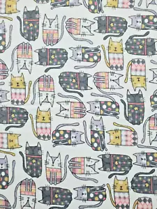 Super Snuggle Flannel Cats All Over Multi-Color 18"" x 42" (1/2 Yard) - Picture 1 of 7