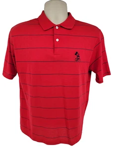Vintage Disney Wear Polo Shirt Mens Sz M Red Striped Made USA Golf Mickey Mouse - Picture 1 of 10