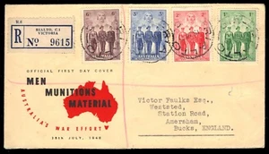 AUSTRALIA - 1940 Hombres Municiones Material Esfuerzo de Guerra FDC "Rialto, Victoria" - Imagen 1 de 2