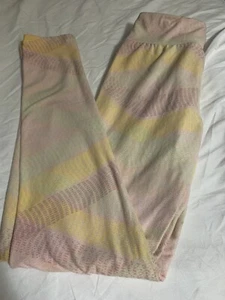 Lularoe Pastell Geometrischer Streifen Print Tween Leggings - Gelb Rosa Lila - Bild 1 von 3