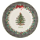 Spode Christmas Tree 2024 Annual Collector Plate, 8" Checkered Holiday Accent