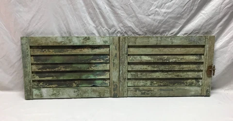 Pair Small Vintage 13x20 Green Antique House Wood Window Shutters Old 1070-23B Cover