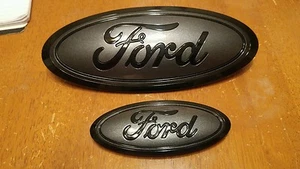 2015-17 Ford F150 Platinum Grill & tailgate magnetic & black emblems. 9.5" & 5"  - Picture 1 of 1