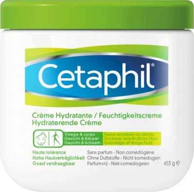 CETAPHIL Feuchtigkeitscreme Tiegel 456ml für trockene Haut PZN 01874014 + Probe