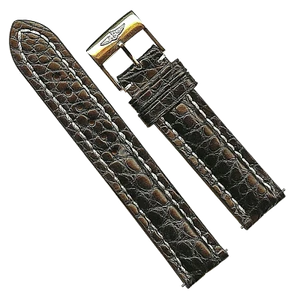 MB GENUINE BLACK ALLIGATOR STRAP 24MM, 23MM, 22MM, 20MM & GEN. BREITLING BUCKLE - Picture 1 of 15