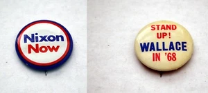 NIXON NOW & GEORGE WALLACE for PRESIDENT vintage political campaign Button Lot - Picture 1 of 6