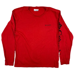 Columbia Red Big Logo Long Sleeve T-Shirt Size Men's Medium M - Picture 1 of 12