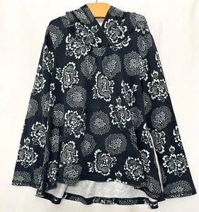 240509 Girls 6 TEA COLLECTION Blue Floral L/S Hooded Swing Knit Tee T Shirt Top - Picture 1 of 3