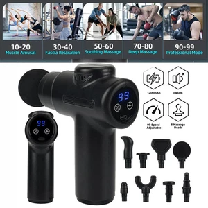 Massage Gun Deep Tissue Percussion Massager Pain Relief Body Muscle LCD 99 Speed - Picture 1 of 15