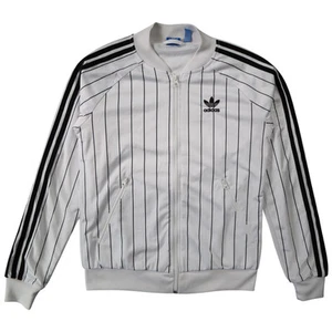 Adidas Originals Womens Track Jacket Size 8 White Striped Long Sleeve Collared - Picture 1 of 8