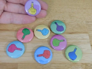 5 pc Pinback Buttons, 1" Middle Finger Random Mixed Color, handmade to order USA - Picture 1 of 4