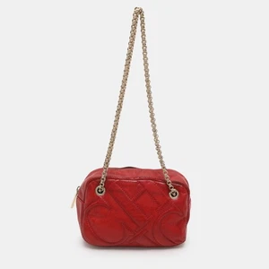 CH Carolina Herrera Red Leather Chain Shoulder Bag - Picture 1 of 10