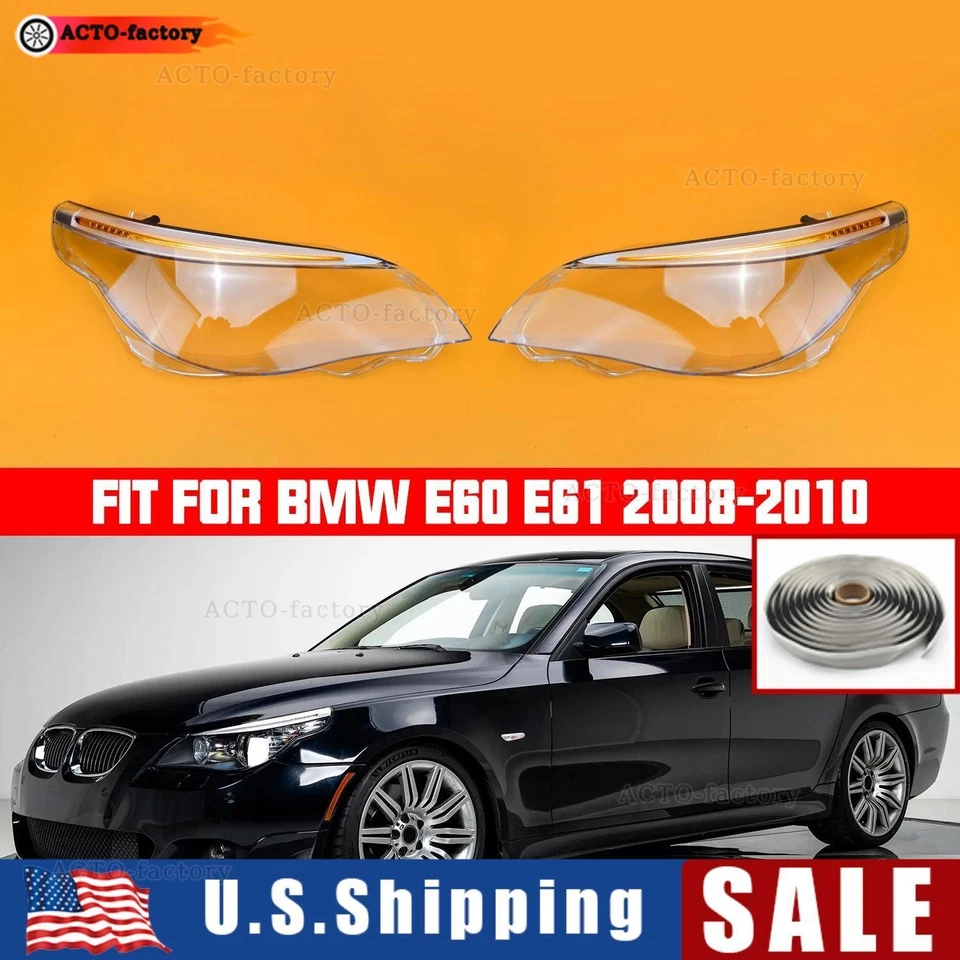 Front Bumper Headlight Lens Cover For BMW E60 E61 525I 530I 545I 550I 2008-2010 - Image 1 of 4