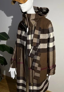 Burberry Genuine Duffle Check Wool Blend Felt Hooded Coat NEW - Picture 1 of 23