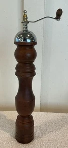 Vtg Dark Wooden MCM Pepper Grinder With Wooden Knob Metal Lever Arm - Picture 1 of 9