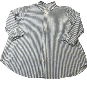 Camisa Gap Boyfriend Fit Azul Blanco Rayas Manga Larga Botón L 100% Algodón Nueva - Imagen 1 de 19