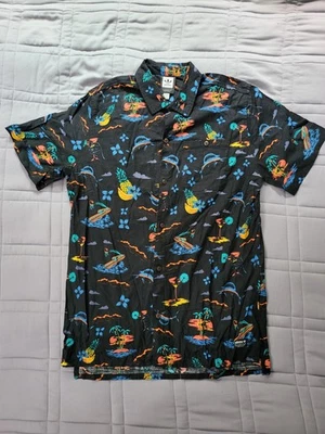 Camisa manga curta Adidas Originals havaiana tropical com botões grande - Imagem 1 de 4