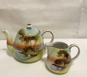 Juego de tetera y crema Noritake vintage Sunset Lake Cottage - Imagen 1 de 7