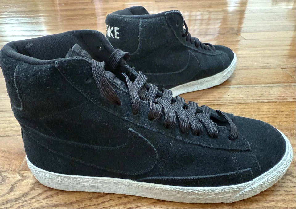 Nike Blazer Mid Negro/Blanco Gamuza Zapatos Niños 6Y Foto 1 de 1