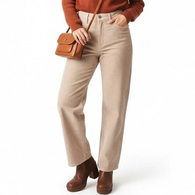 Calça de tornozelo feminina Levi's Premium Ribcage veludo reto 30 rosa grunge macio - Imagem 1 de 4