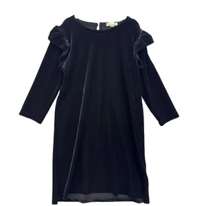 Crewcuts J.Crew Girls 8 Dress Black Velvet Ruffle Long Sleeve Recital Holiday - Picture 1 of 8