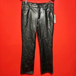 NYDJ Sculpt Her Marilyn Straight Leg Faux Leather Pants Black Size 10P New NWT - Picture 1 of 10