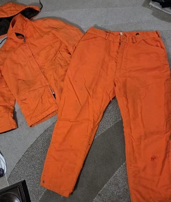 Vintage Bright Orange Mens Deer Hunting 2pc Set Lg *see Description  - Image 1 of 4