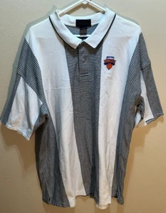 New York Knicks Team Logo NBA Vintage 90s Antigua White Black Polo Shirt 2XL - Picture 1 of 2