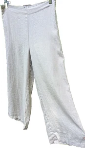 Tahari Damen Hose Größe M weites Bein 100% Leinen minimalistisch leise Luxus bequem - Bild 1 von 13