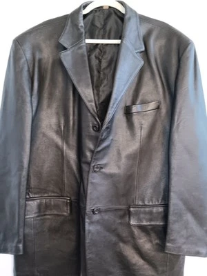 Abrigo Blazer J Ferrar Para Hombres XL Vintage Cuero Negro Suave Clásico Forrado Foto 1 de 4
