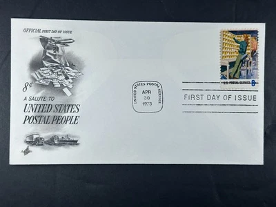 US FDC 1973 Postal People 8¢ Mail Sorting Worker ArtCraft Cachet a980 - Image 1 of 2