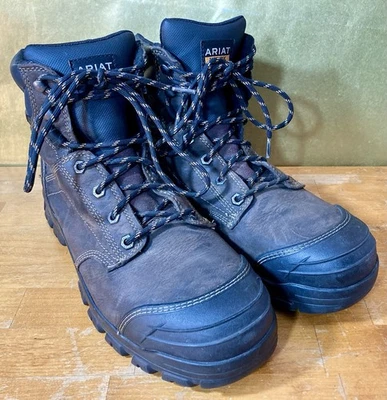 Ariat Treadfast 6” Botas de Trabajo Impermeables Puntera de Acero para Hombres Talla 11 EE Marrón Con Cordones Foto 1 de 4