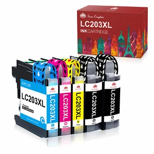 5 Pk Ink Cartridge for Brother LC203 LC201 MFC-J460DW MFC-J480DW MFC-J485DW - Picture 1 of 6