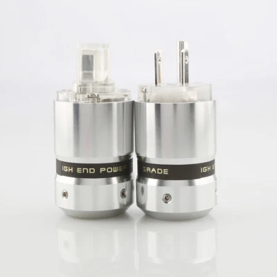 Hi-End Silver Plated US Power Cable Plug IEC Connector Female male Plug - Image 1 of 4