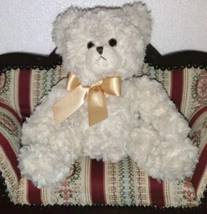 Bearington Collection Teddy Bear Plush Soft Baby Nursery Lovey Cream Bow 8.5" L - Picture 1 of 5