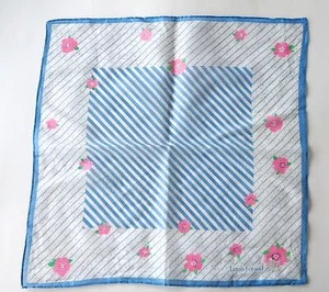 Vintage LOUIS FERAUD handkerchief hankie hanky neckerchief floral cotton 7" x 7" - Picture 1 of 6
