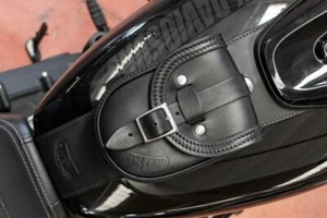 DETACHABLE LEATHER TANK PANEL BAG FOR 2018-2024 HD SOFTAIL FAT BOB MADE IN ITALY - Bild 1 von 35