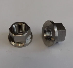 2x Titanium M14 x 1.5mm Fine Flange Nuts Light Weight Kawasaki 92015-1401 - Picture 1 of 1