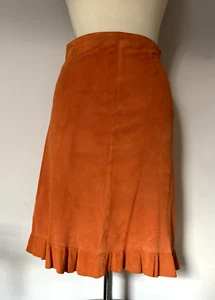 ORANGE REAL SUEDE SKIRT BY ANAGRAM PARIS. SIZE S - Picture 1 of 4